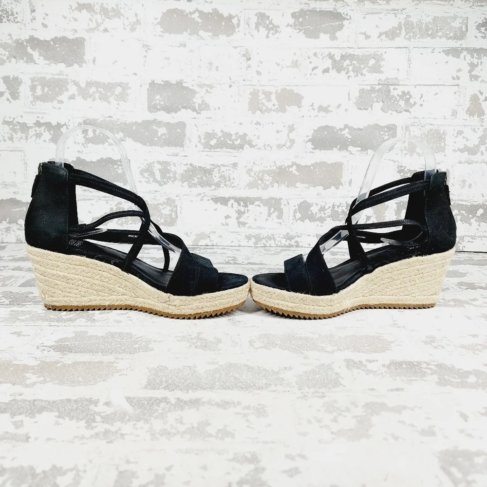 New Eileen Fisher Wanda Black Suede Espadrille W1063